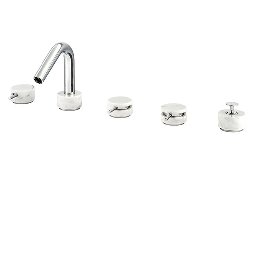 AQUABRASS CLO6 MARMO 5PC DECKMOUNT TUB FILLER WITH HANDSHOWER - WHITE
