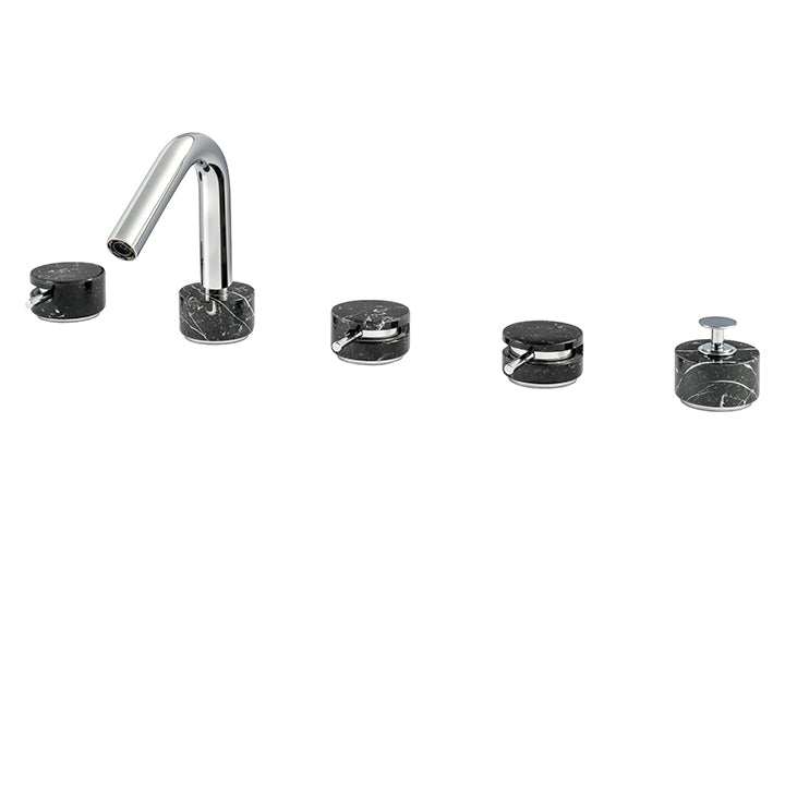 AQUABRASS CLO6 MARMO 5PC DECKMOUNT TUB FILLER WITH HANDSHOWER - BLACK