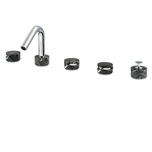 AQUABRASS CLO6 MARMO 5PC DECKMOUNT TUB FILLER WITH HANDSHOWER - BLACK