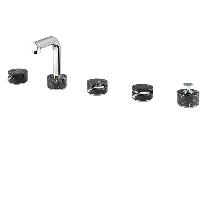 AQUABRASS UR06 MARMO-URBAN 5PC DECKMOUNT TUB FILLER WITH HANDSHOWER-BLACK