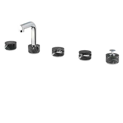 AQUABRASS UR06 MARMO-URBAN 5PC DECKMOUNT TUB FILLER WITH HANDSHOWER-BLACK