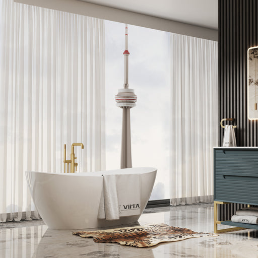 Virta Mina 64" Freestanding Acrylic Bathtub in a White Finish
