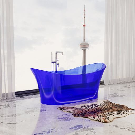 Virta Blue Freestanding Glass 68" Bathtub