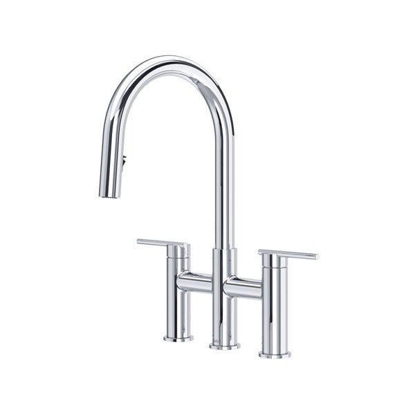 Riobel Lateral LT400 Bridge Pull-Down Kitchen Faucet With C-Spout