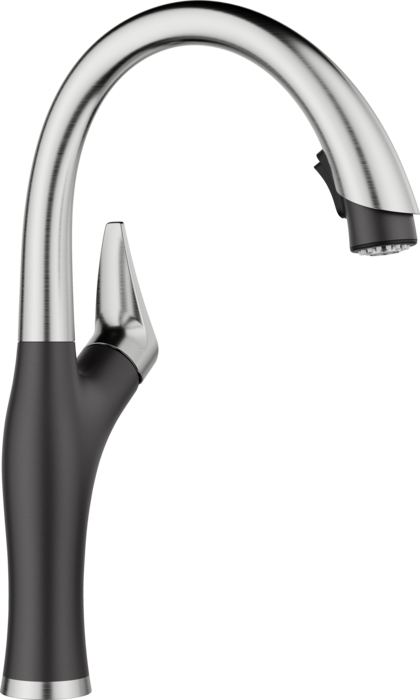 BLANCO ARTONA PULL DOWN 1.5 GPM PVD STEEL/COAL BLACK