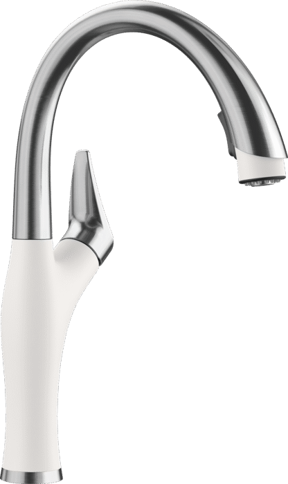 BLANCO ARTONA PULL DOWN 1.5 GPM PVD STEEL/WHITE
