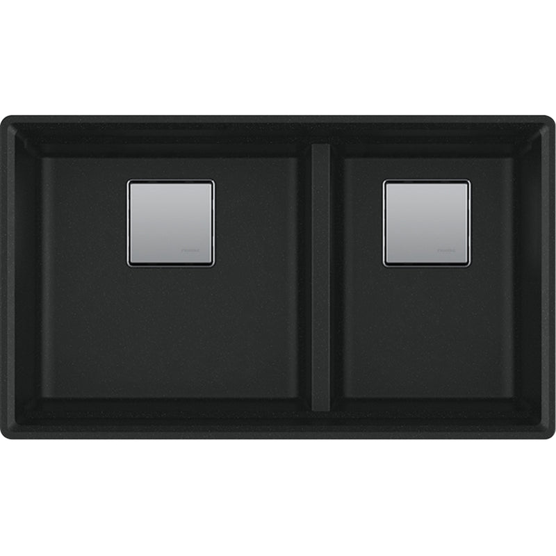 Franke PKG160LD-S Peak Undermount Granite Double Sink 36CAB - Low Divide with Strainer Basket