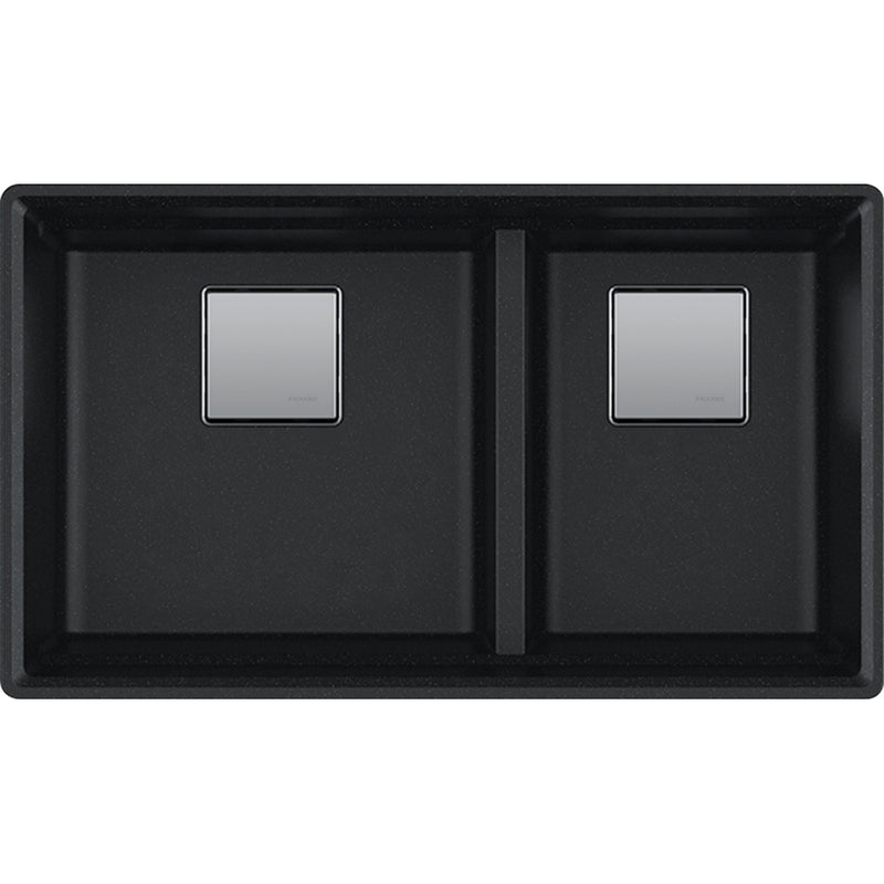 Franke PKG160LD-S Peak Undermount Granite Double Sink 36CAB - Low Divide with Strainer Basket