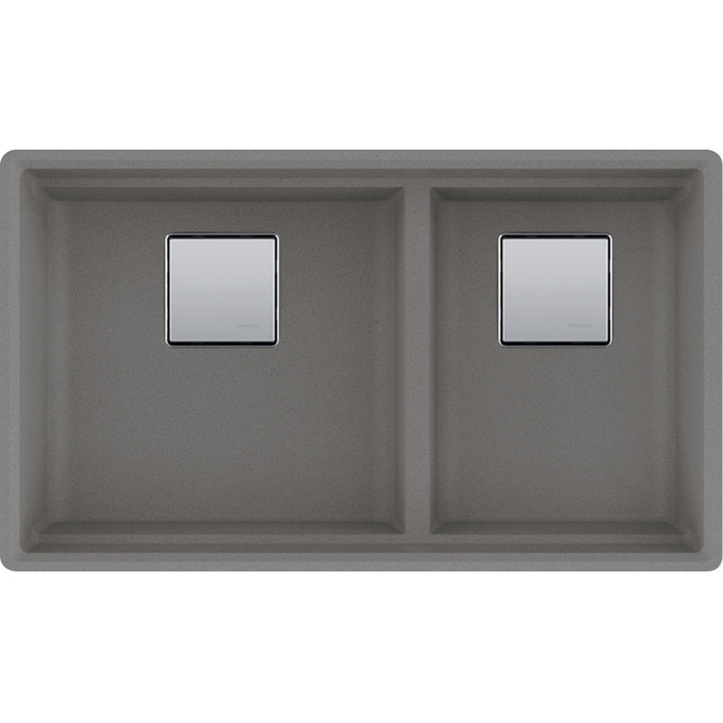 Franke PKG160LD-S Peak Undermount Granite Double Sink 36CAB - Low Divide with Strainer Basket