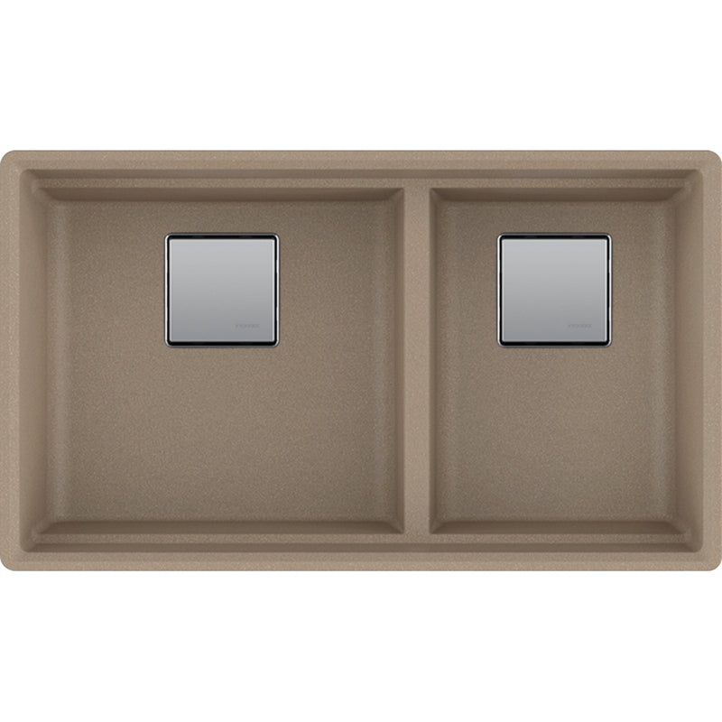 Franke PKG160LD-S Peak Undermount Granite Double Sink 36CAB - Low Divide with Strainer Basket