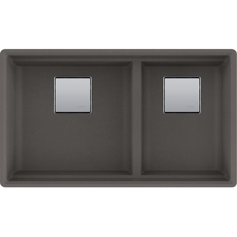 Franke PKG160LD-S Peak Undermount Granite Double Sink 36CAB - Low Divide with Strainer Basket