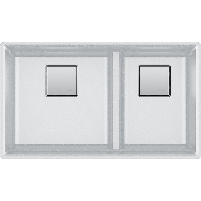 Franke PKG160LD-S Peak Undermount Granite Double Sink 36CAB - Low Divide with Strainer Basket