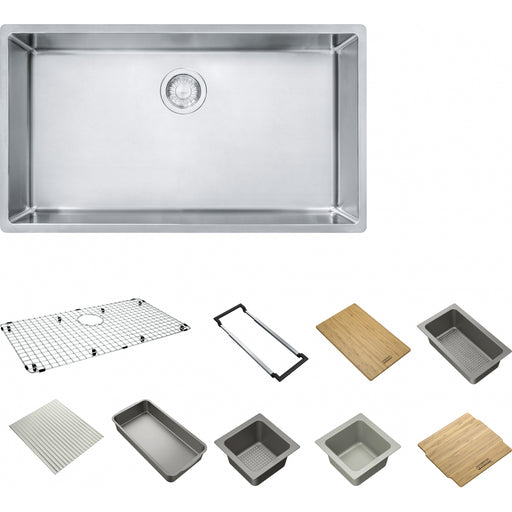 Franke CUX11030-WKC Cube Undermount 18G Stainless Steel Single 36Cab - Workcenter