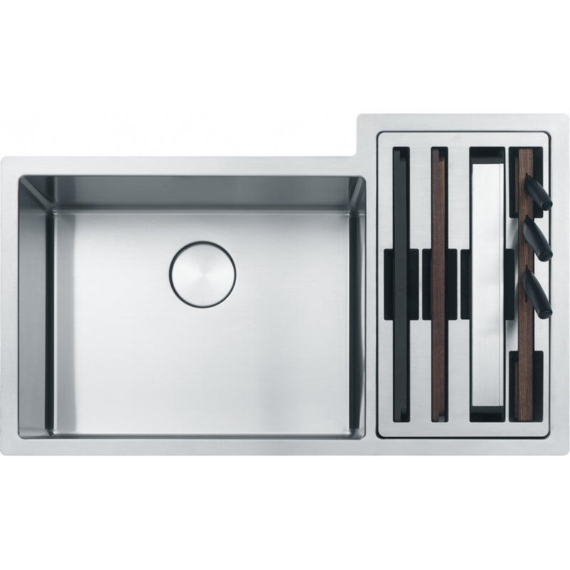 Franke CUX16021-W Culinary Work Center Undermount 19G Stainless Steel Double with Strainer Basket