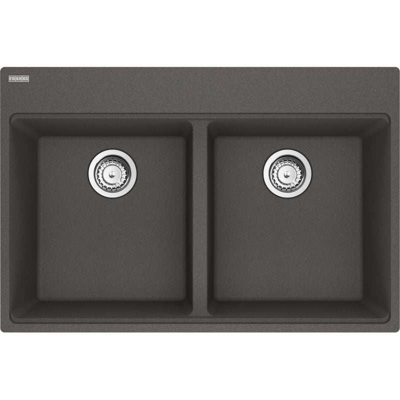 Franke MAG6201515-S Maris Topmount Granite Double 36Cab with Strainer Basket