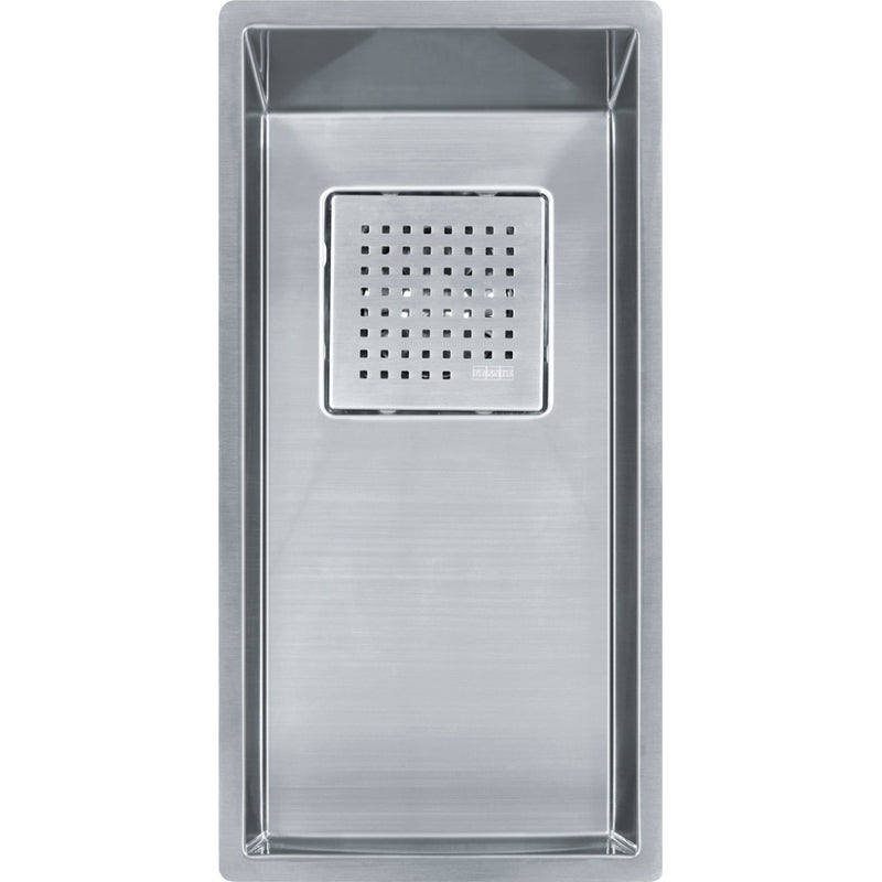 Franke PKX1108-S Peak Undermount 16G Stainless Steel Single 12Cab with Strainer Basket