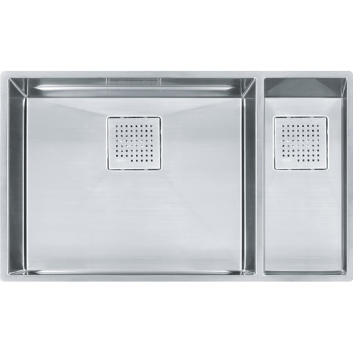 Franke PKX160-RH-S Peak Undermount 16G Stainless Steel Double 36Cab with Strainer Basket