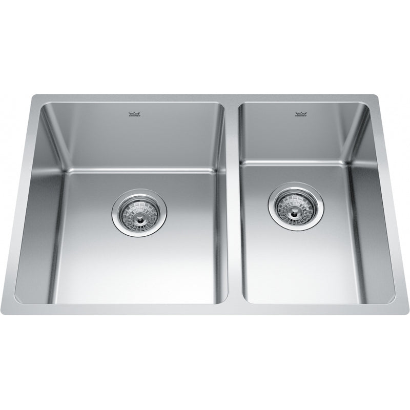 Kindred BCU1827R-9 Brookmore Undermount 18G Stainless Steel Double Sink 30Cab