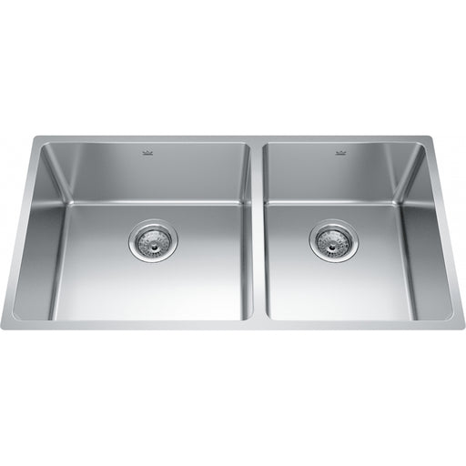 Kindred BCU1835R-9 Brookmore Undermount 18G Stainless Steel Double Sink 39Cab