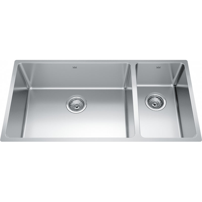 Kindred BCU1836R-9 Brookmore Undermount 18G Stainless Steel Double Sink 39Cab