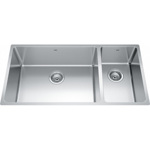 Kindred BCU1836R-9 Brookmore Undermount 18G Stainless Steel Double Sink 39Cab