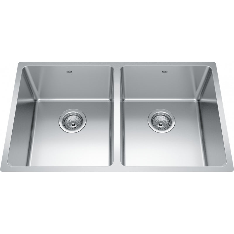 Kindred BDU1831-9 Brookmore Undermount 18G Stainless Steel Double Sink 36Cab