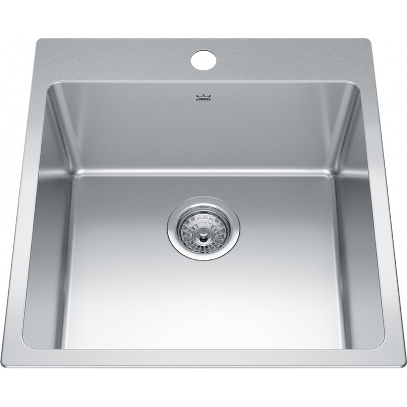 Kindred BSL2120-9-1 Brookmore Topmount 18G Stainless Steel Single Sink 1 Hole 24Cab