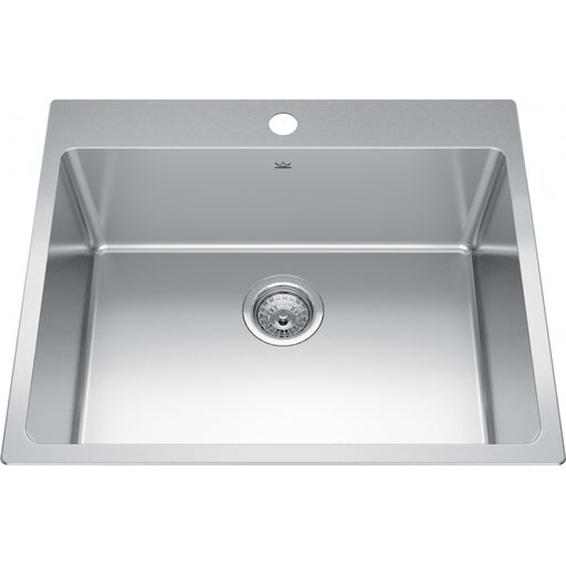 Kindred BSL2125-9-1 Brookmore Topmount 18G Stainless Steel Single Sink 1 Hole 27Cab