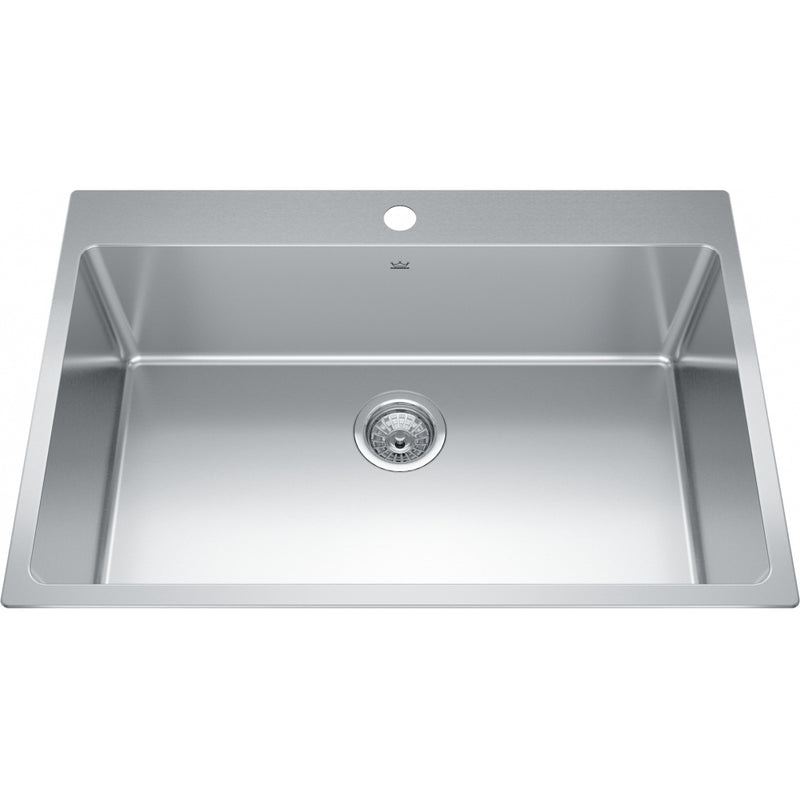 Kindred BSL2131-9-1 Brookmore Topmount 18G Stainless Steel Single Sink 1 Hole 33Cab