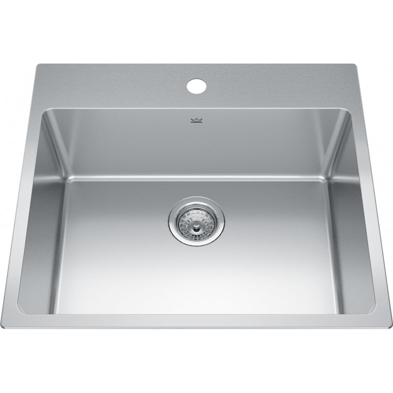 Kindred BSL2225-9-1 Brookmore Topmount 18G Stainless Steel Single Sink 1 Hole 27Cab