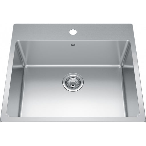 Kindred BSL2225-ADA-1 Brookmore Dm 18G Stainless Steel Single Sink 1 Hole - ADA Sink