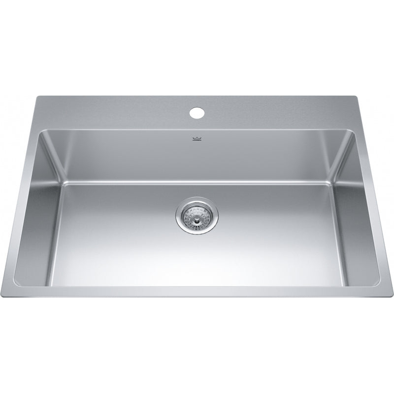 Kindred BSL2233-9-1 Brookmore Topmount 18G Stainless Steel Single Sink 1 Hole 36Cab