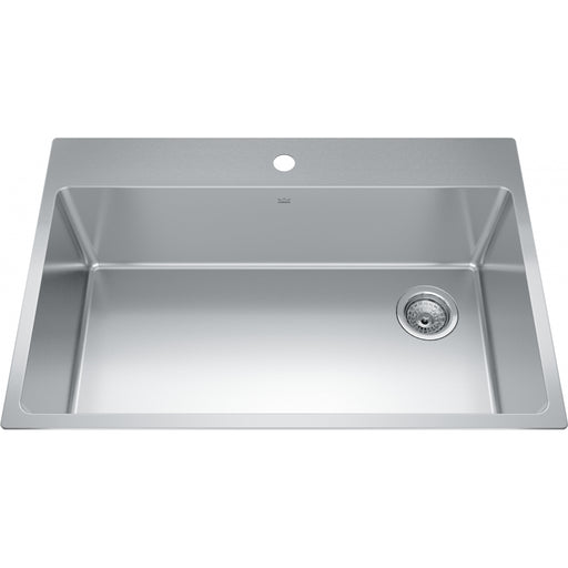 Kindred BSL2233-9-1OW Brookmore Topmount 18G Stainless Steel Single Sink 1 Hole 36Cab Offset Waste