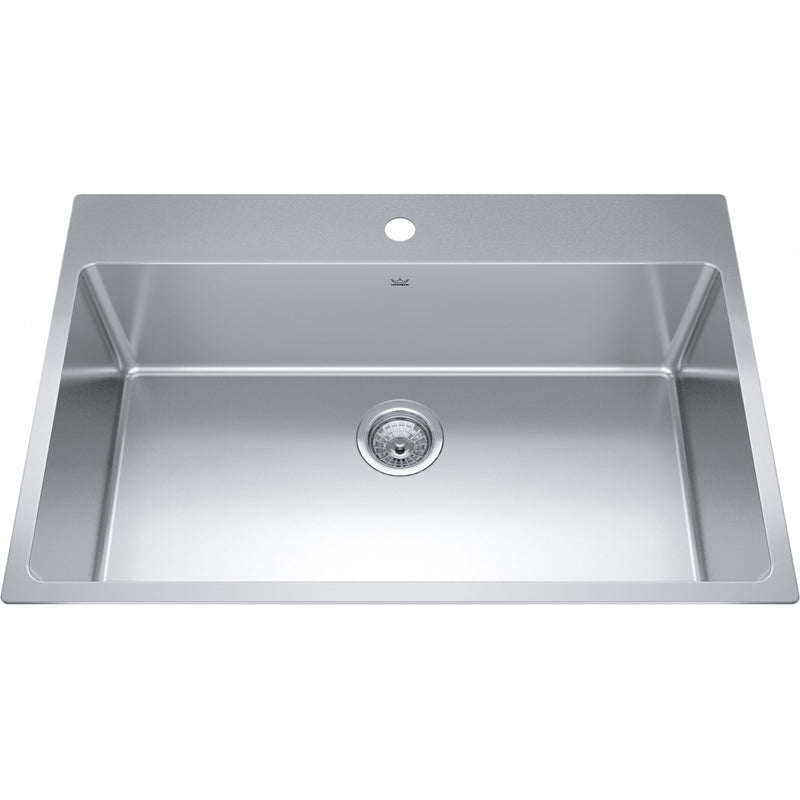 Kindred BSL2233-ADA-1 Brookmore Dm 18G Stainless Steel Single Sink 1 Hole 36Cab - ADA Sink