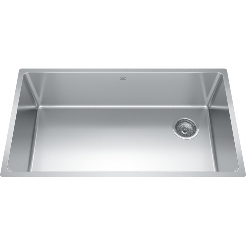 Kindred BSU1832-9OW Brookmore Undermount 18G Stainless Steel Single Sink 36Cab Offset Waste