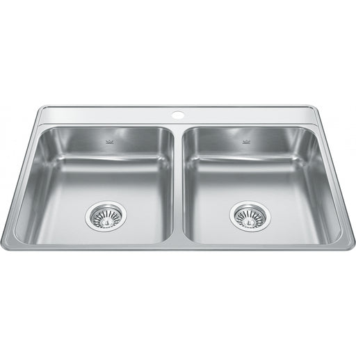 Kindred CDLA3322-6-1 Creemore Topmount 22G Stainless Steel Double Sink 1 Hole 36Cab