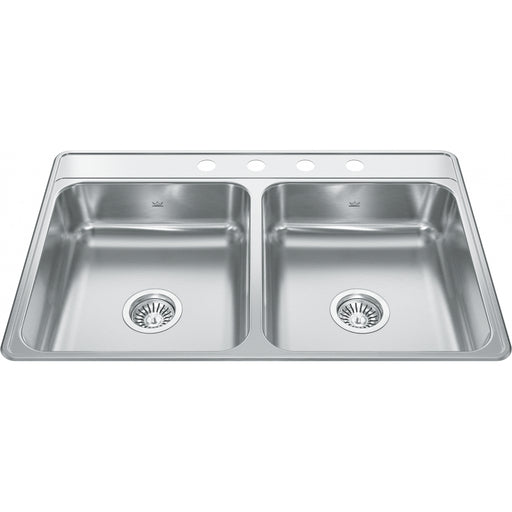 Kindred CDLA3322-6-4 Creemore Topmount 22G Stainless Steel Double Sink 4 Hole 36Cab