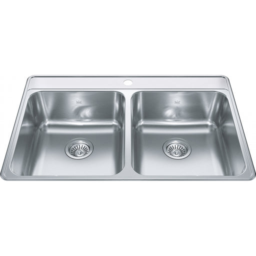 Kindred CDLA3322-8-1CB Creemore Topmount 20G Stainless Steel Double Sink 1 Hole 36Cab