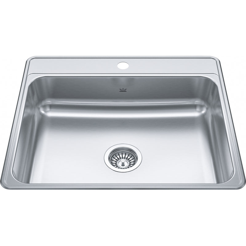 Kindred CSLA2522-6-1 Creemore Topmount 22G Stainless Steel Single Sink 1 Hole 27Cab