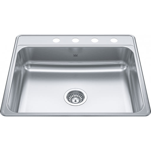Kindred CSLA2522-6-4 Creemore Topmount 22G Stainless Steel Single Sink 4 Hole 27Cab