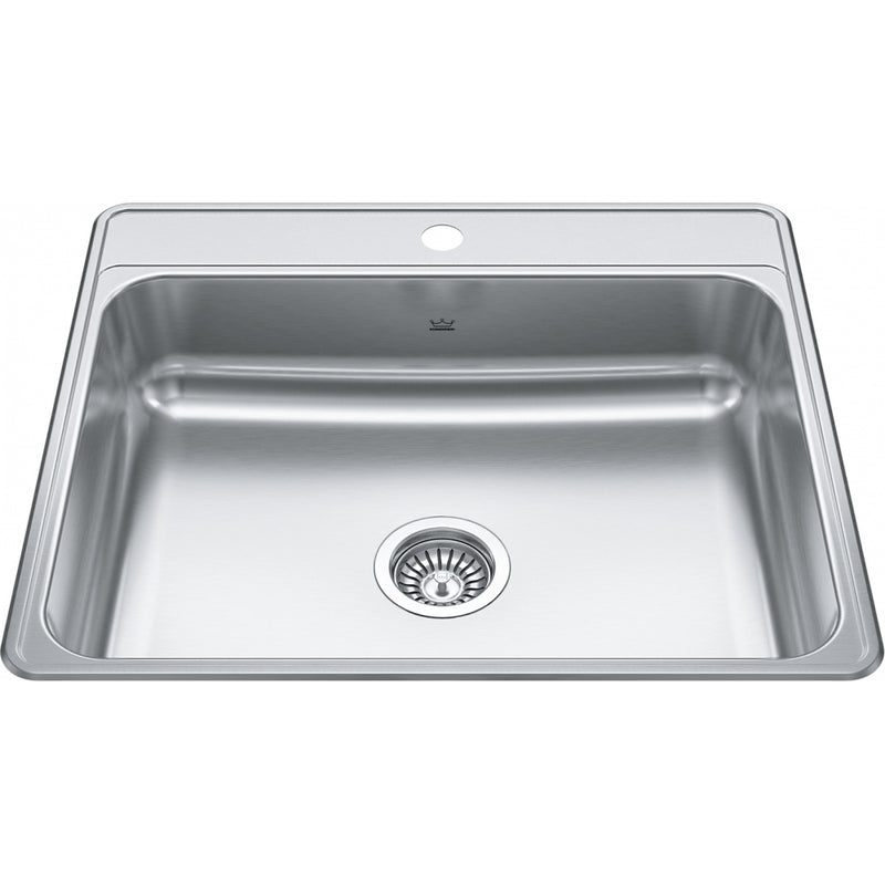 Kindred CSLA2522-7-1 Creemore Topmount 22G Stainless Steel Single Sink 1 Hole 27Cab