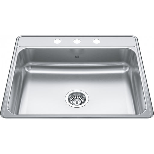 Kindred CSLA2522-7-3 Creemore Topmount 22G Stainless Steel Single Sink 3 Hole 27Cab