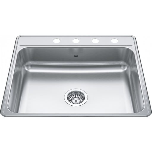 Kindred CSLA2522-7-4 Creemore Topmount 22G Stainless Steel Single Sink 4 Hole 27Cab