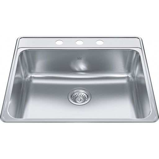 Kindred CSLA2522-8-3CB Creemore Topmount 20G Stainless Steel Single Sink 3 Hole 27Cab