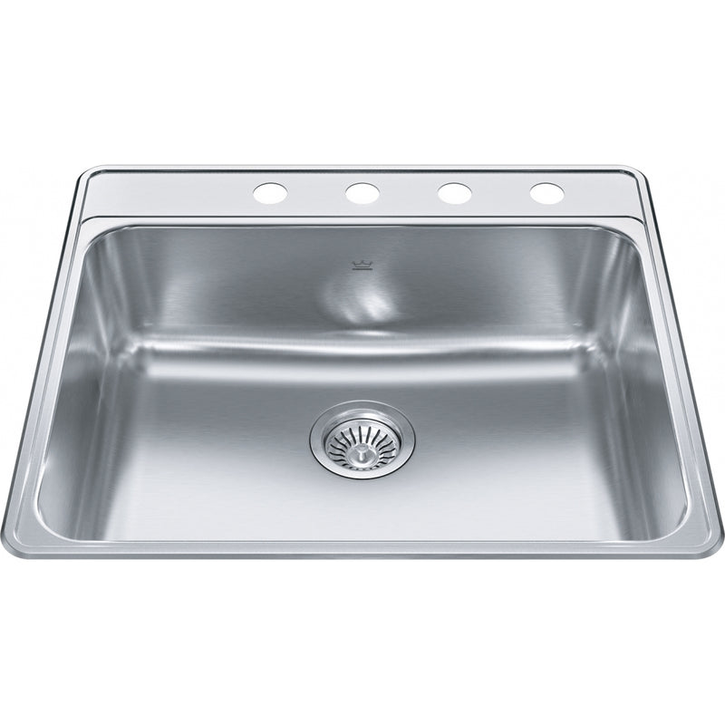 Kindred CSLA2522-8-4CB Creemore Topmount 20G Stainless Steel Single Sink 4 Hole 27Cab