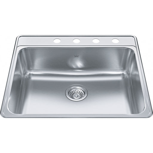 Kindred CSLA2522-8-4CB Creemore Topmount 20G Stainless Steel Single Sink 4 Hole 27Cab