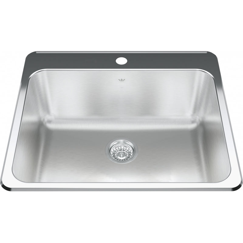 Kindred QSLA2225-10-1 Steel Queen Topmount 20G Stainless Steel Single Sink 1 Hole