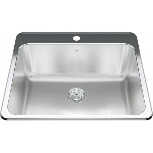 Kindred QSLA2225-10-1 Steel Queen Topmount 20G Stainless Steel Single Sink 1 Hole