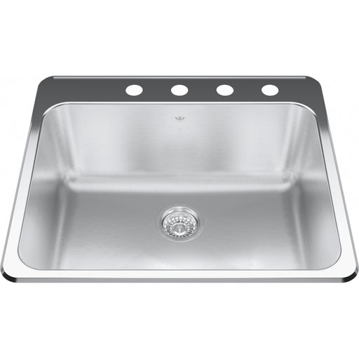 Kindred QSLA2225-10-4 Steel Queen Topmount 20G Stainless Steel Single Sink 4 Hole