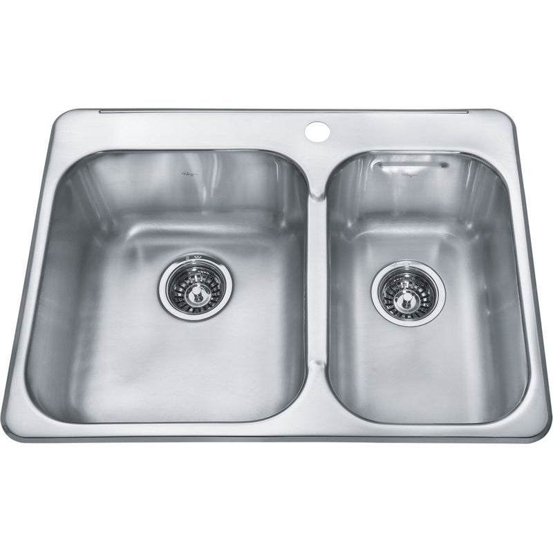 Kindred RCL2027R-1 Reginox Topmount 20G Stainless Steel Double Sink 1 Hole